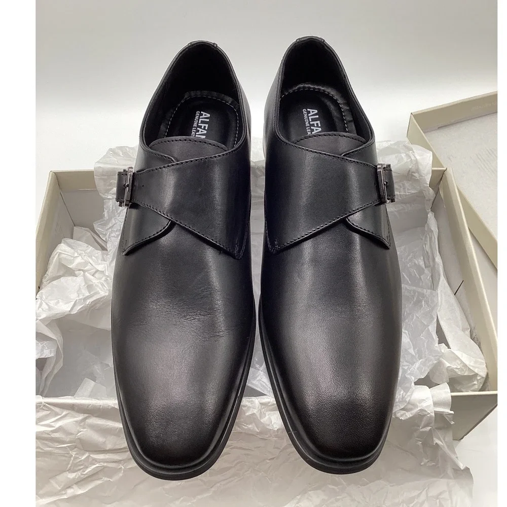 Alfani Jerriel Mens Black Leather Single Monk Strap Dress Shoes F35877 Size 10M